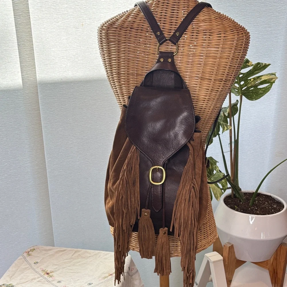 Frye Clara Fringed Brown Suede Shoulder Bag - Picture 2 of 10